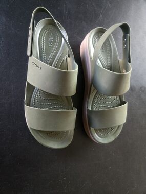 Crocs Women's Olive Green Dual-Strap Slingback Sandals
